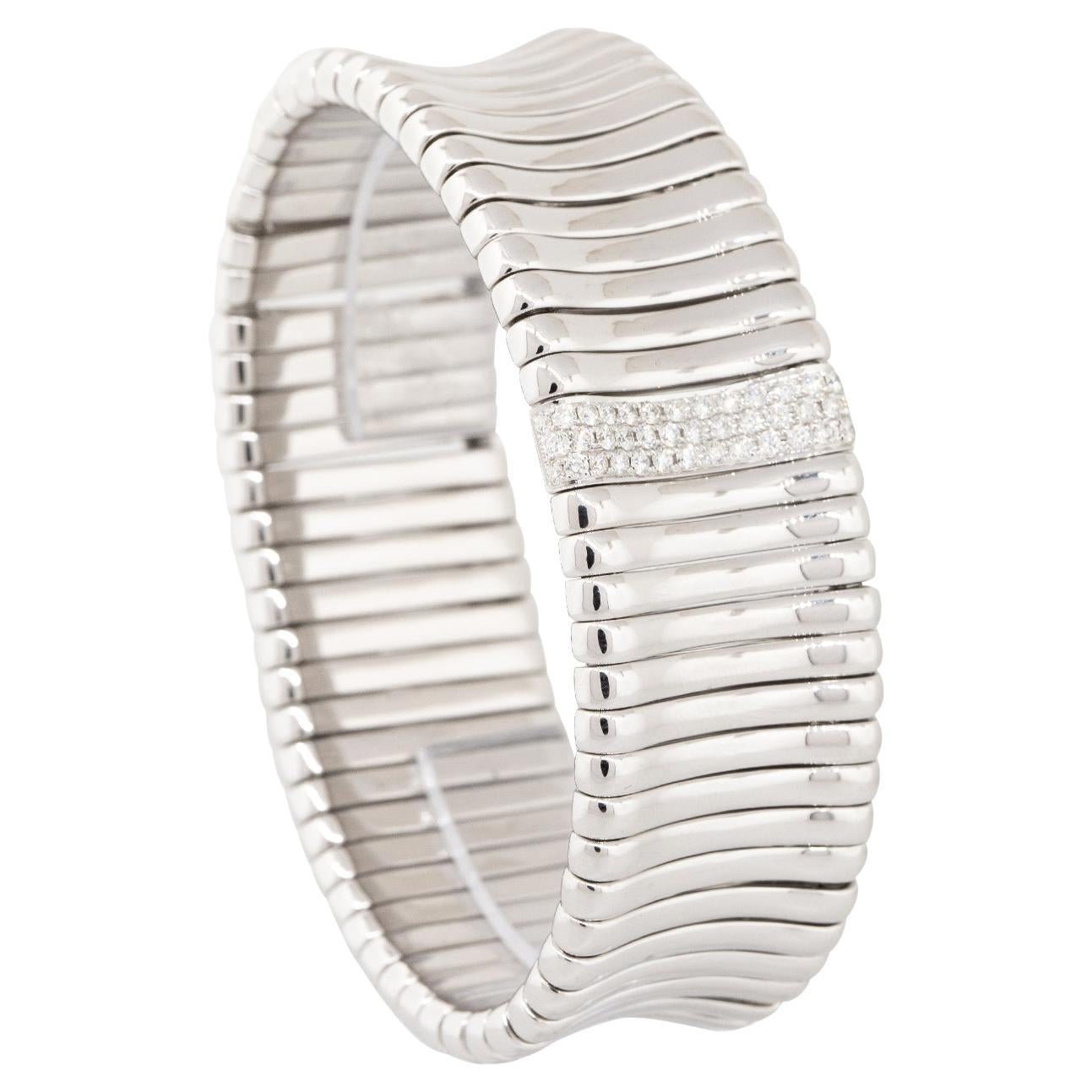 Tiffany and Co. 0.91 Carat Diamond White Gold Atlas Bangle Bracelet at