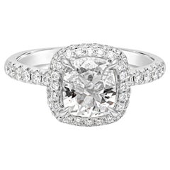 Roman Malakov 0.91 Carat Cushion Cut Diamond Halo Engagement Ring in White Gold