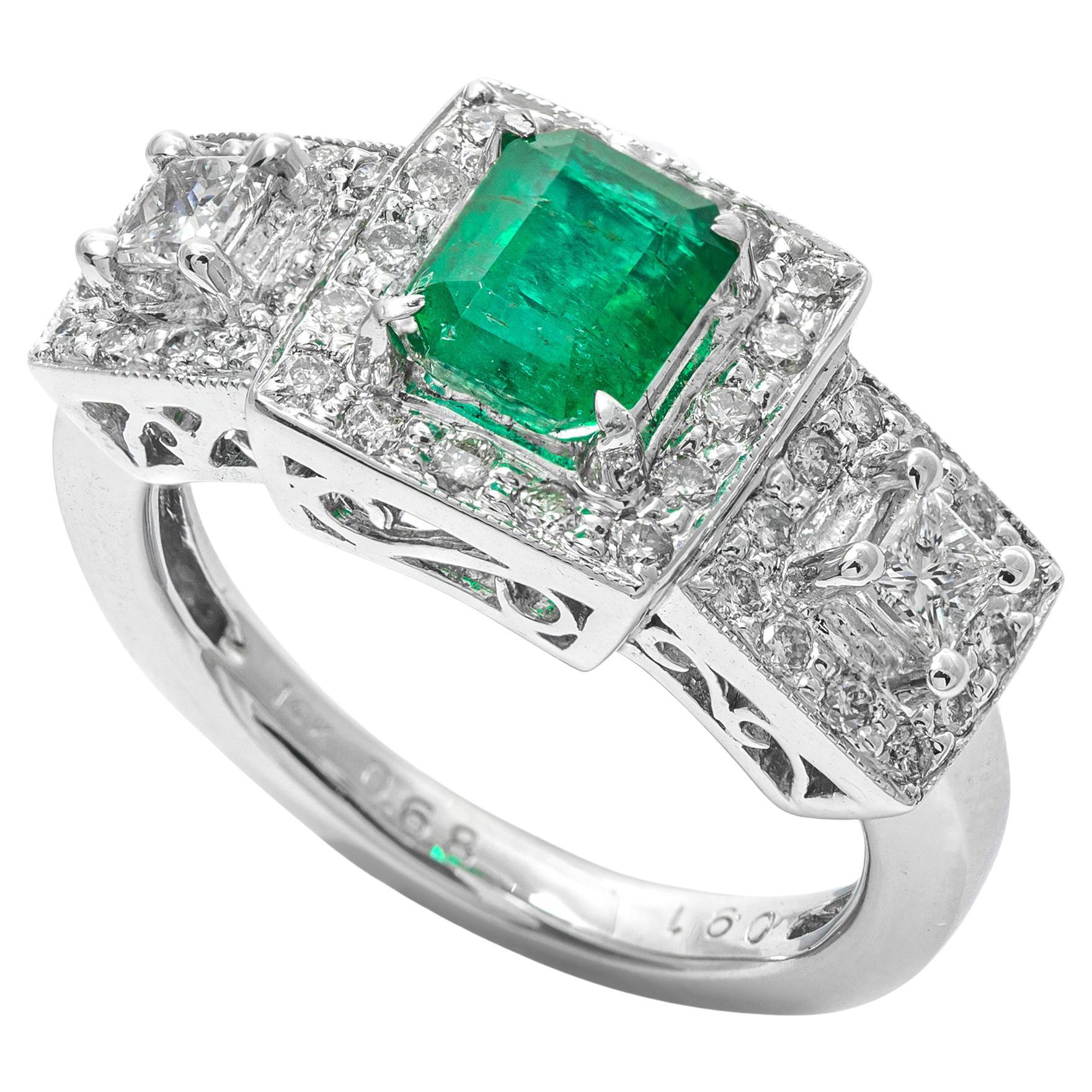 2.8 Ct Natural Emerald Ring Half Eternity Emerald Ring For Sale at 1stDibs
