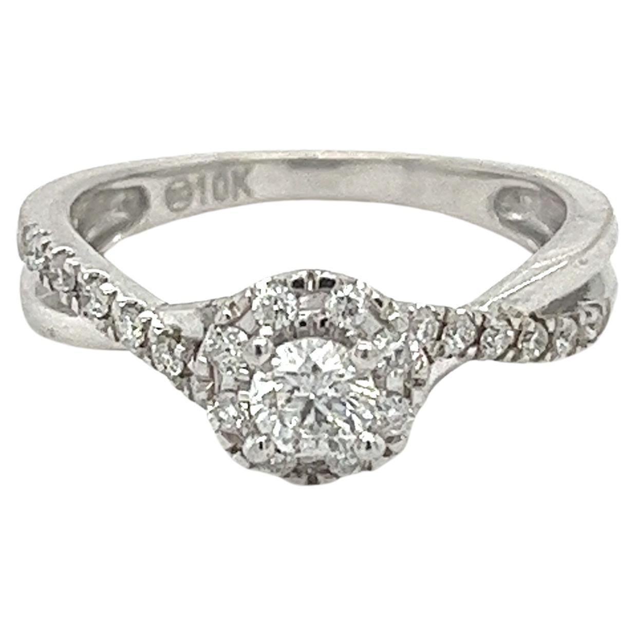0.91 CTTW Natural Diamond Ring With Twisted Ring Shank in 10K Gold For Sale