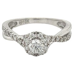 0.91 CTTW Natural Diamond Ring With Twisted Ring Shank in 10K Gold