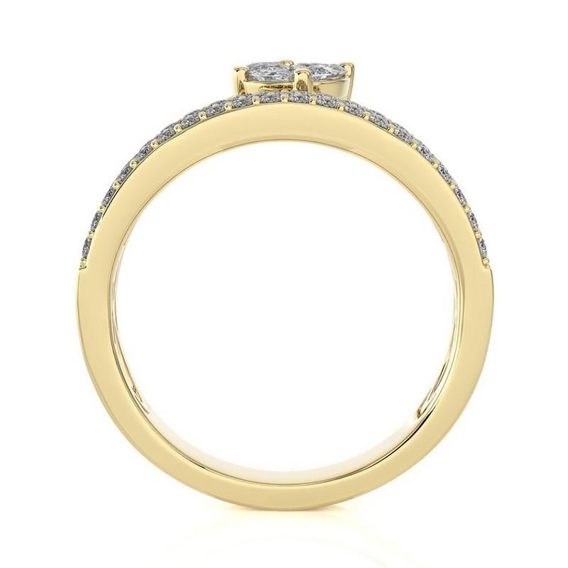 Moderne 0.91 CTW Diamant rond en or jaune 18K Bague de doigt fantaisie Collection Classic. en vente