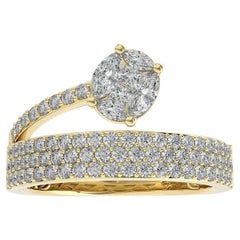 0,91 quilates de diamante redondo de oro amarillo de 18 quilates Anillo de dedo fantasía Colección Clásica.