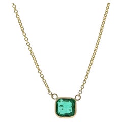 0.91Carat Asscher Emerald Green Fashion Necklaces In 14k Yellow Gold