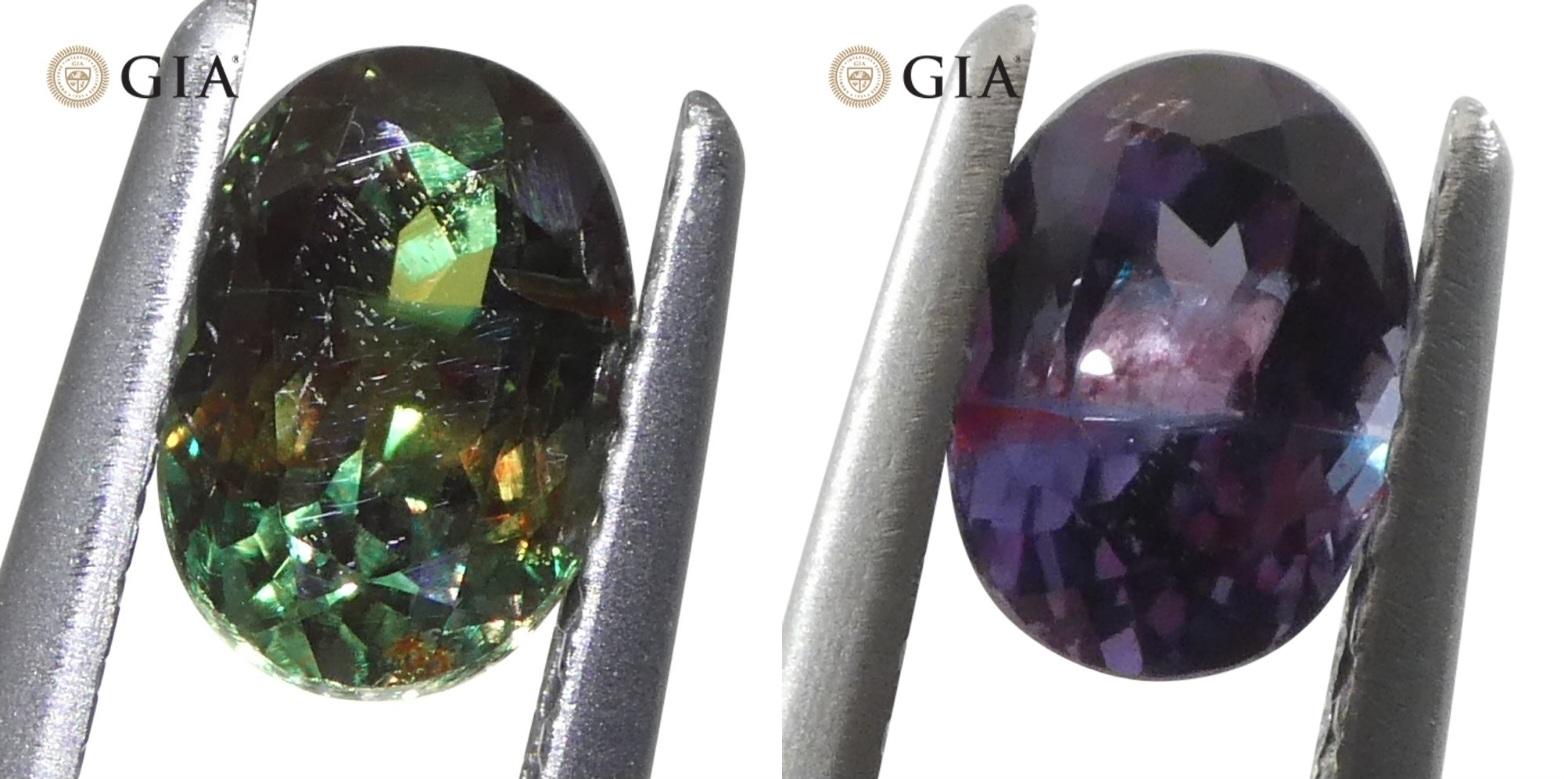 0,91 ct Alejandrita ovalada de color azul verdoso a púrpura rojizo certificada por la GIA de Madagascar Un en venta 10