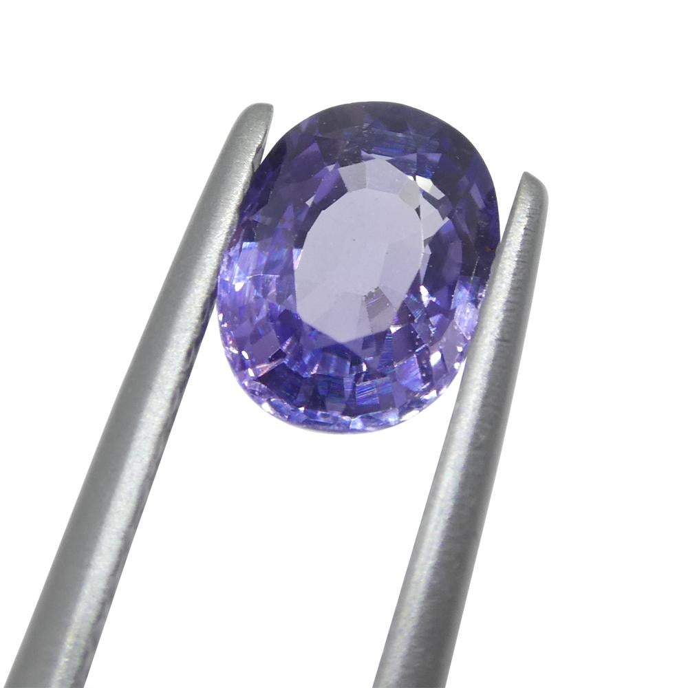 Oval Cut 0.91ct Oval Purple Sapphire from Madagascar Unheated For Sale