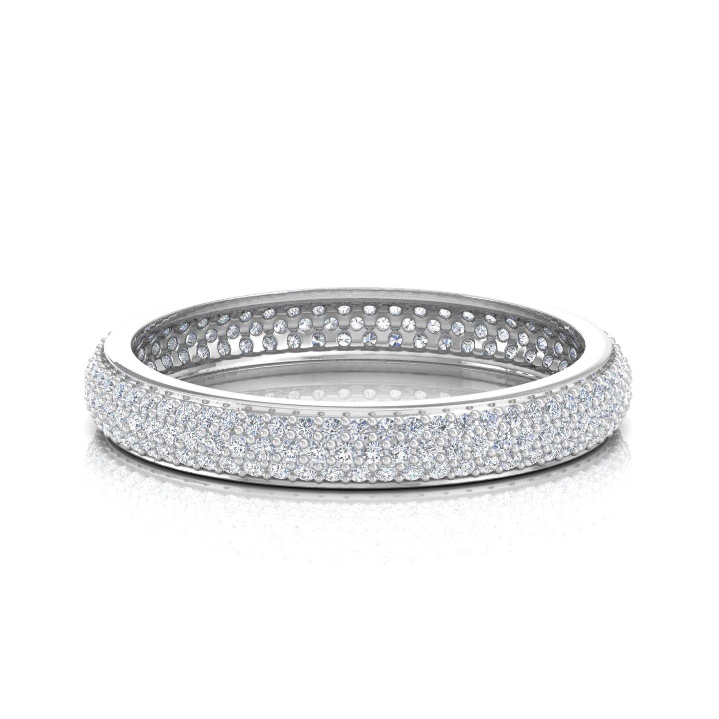 For Sale:  0.91ct Pave Set Diamond Stacking Eternity Band Wedding Ring 14k White Gold 5