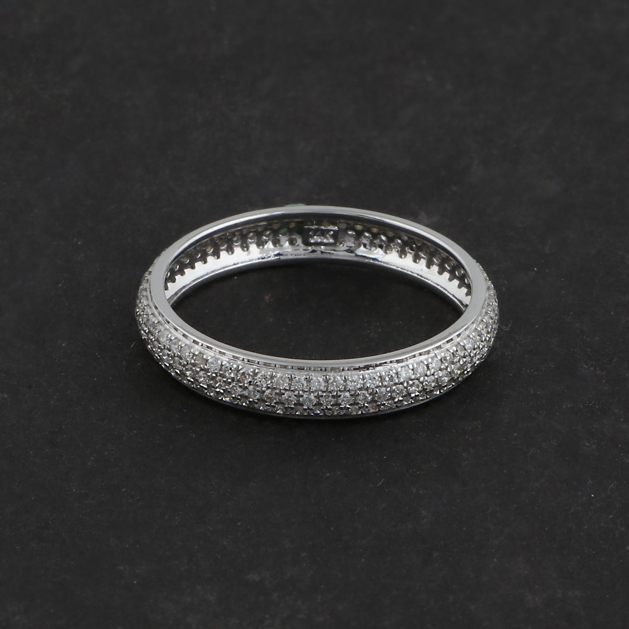 For Sale:  0.91ct Pave Set Diamond Stacking Eternity Band Wedding Ring 14k White Gold 9