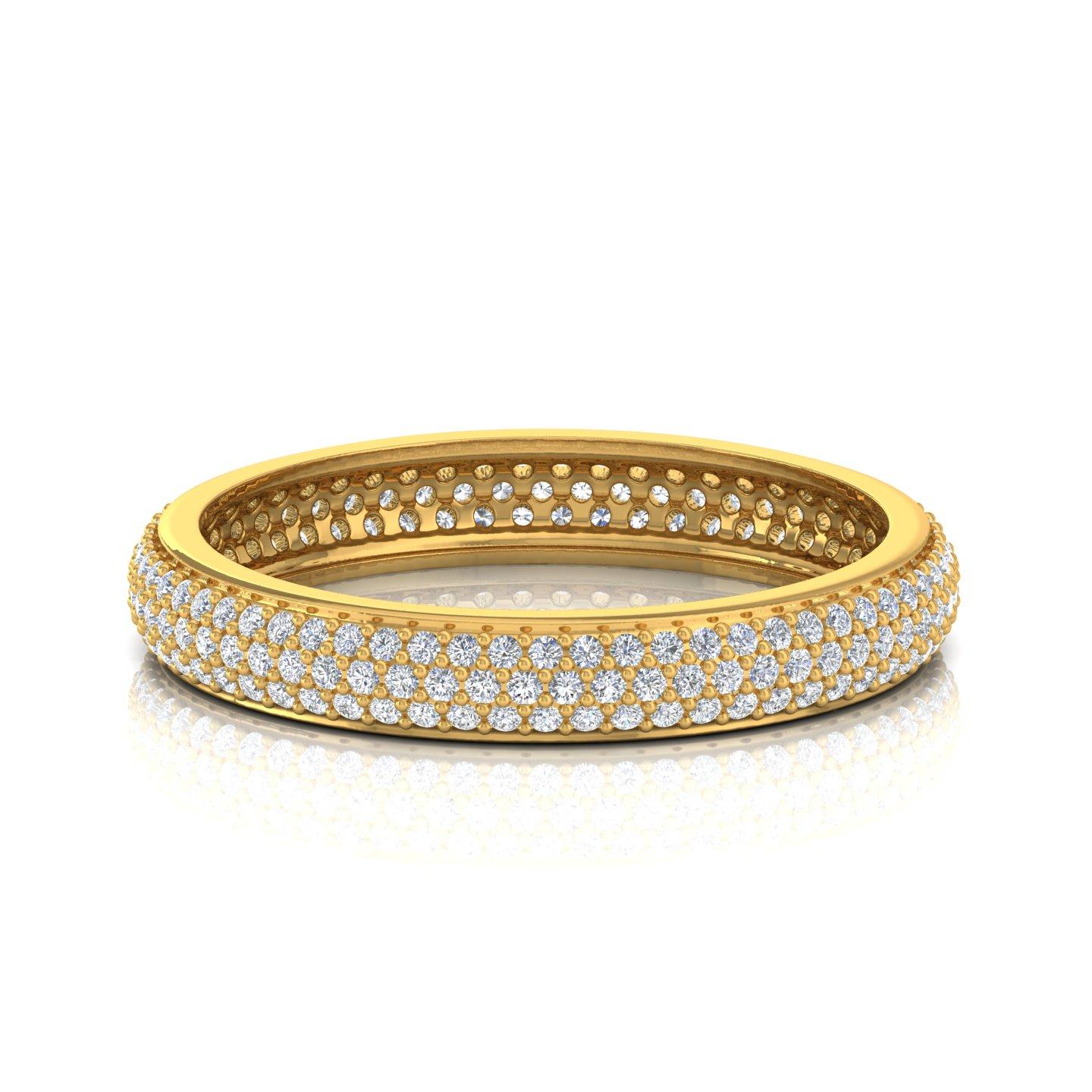 For Sale:  0.91ct Pave Set Diamond Stacking Eternity Band Wedding Ring 14k Yellow Gold 3