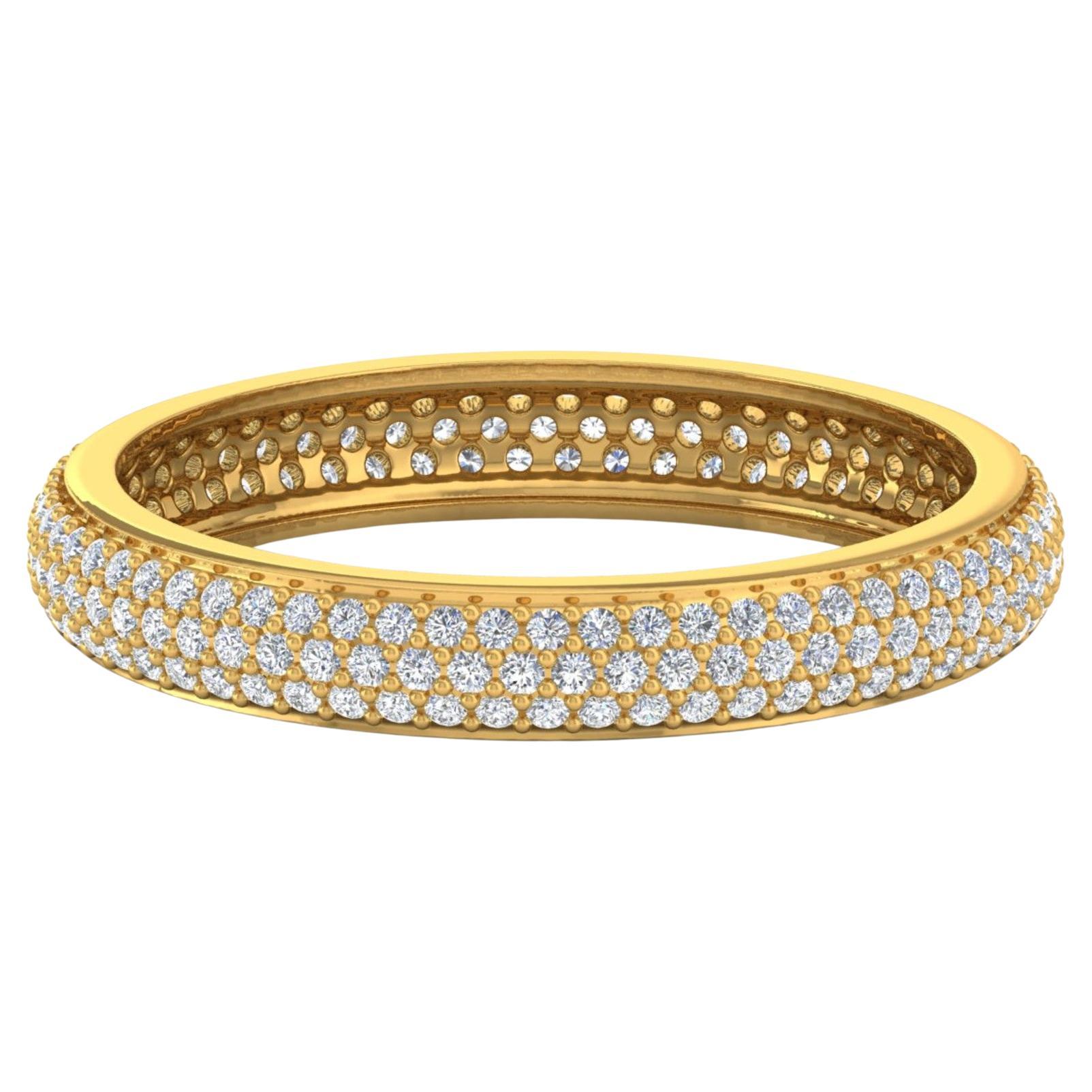 For Sale:  0.91ct Pave Set Diamond Stacking Eternity Band Wedding Ring 14k Yellow Gold