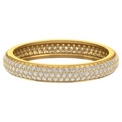0.91ct Pave Set Diamond Stacking Eternity Band Wedding Ring 14k Yellow Gold