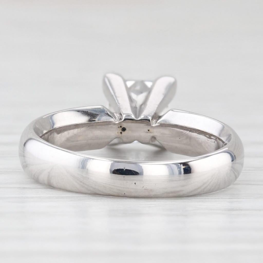 Taille princesse 0.91ct Princess Diamond Solitaire Engagement Ring 14k White Gold Size 4.5 en vente
