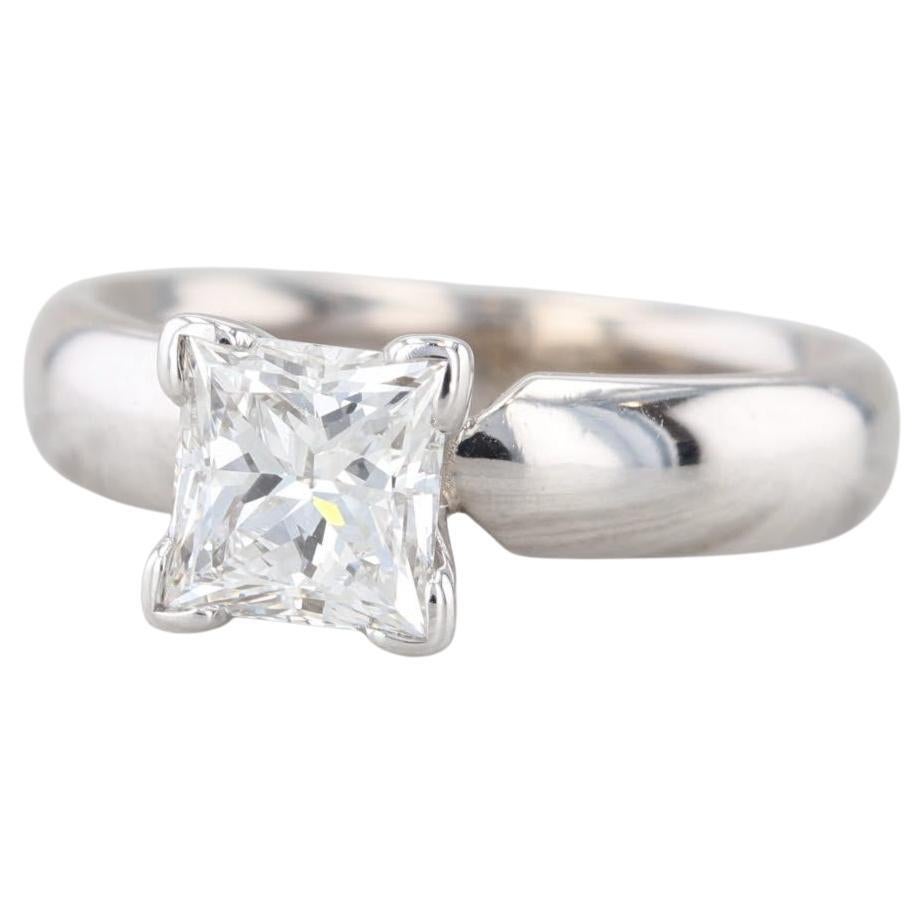 0.91ct Princess Diamond Solitaire Engagement Ring 14k White Gold Size 4.5