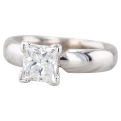 0.91ct Princess Diamond Solitaire Engagement Ring 14k White Gold Size 4.5