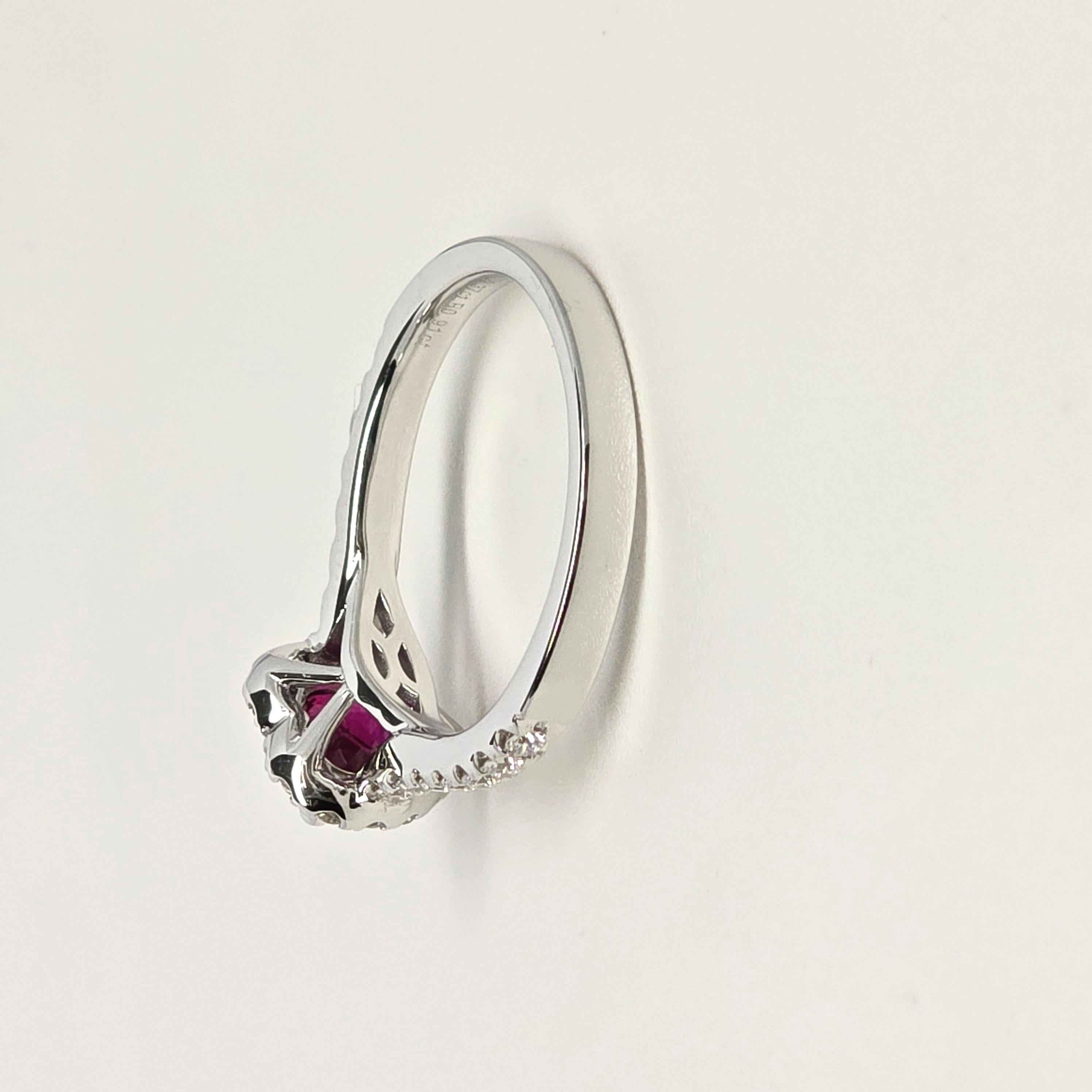 0.91ct Ruby diamond engagement ring 18KT gold UNTREATED in vendita 7