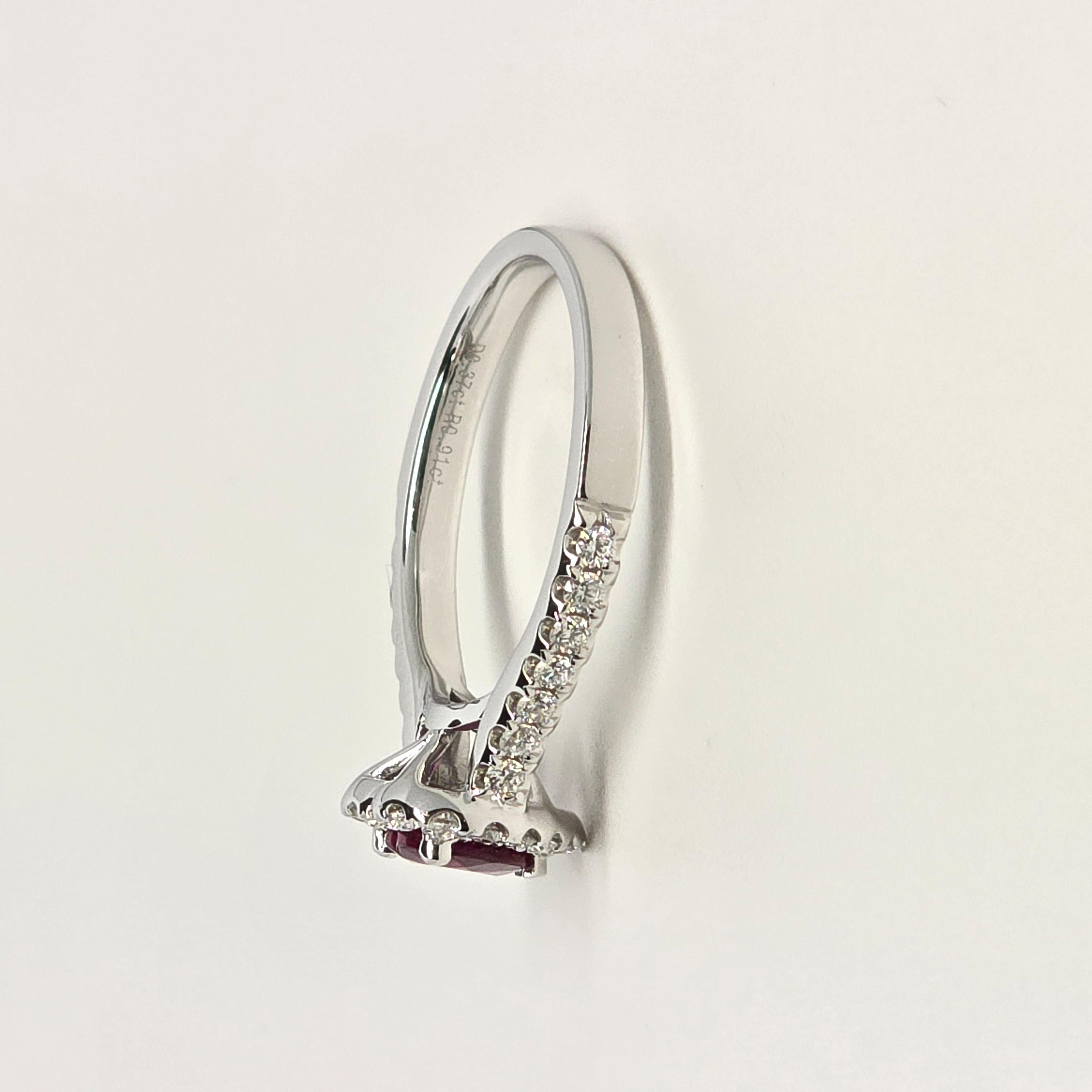 0.91ct Ruby diamond engagement ring 18KT gold UNTREATED in vendita 8