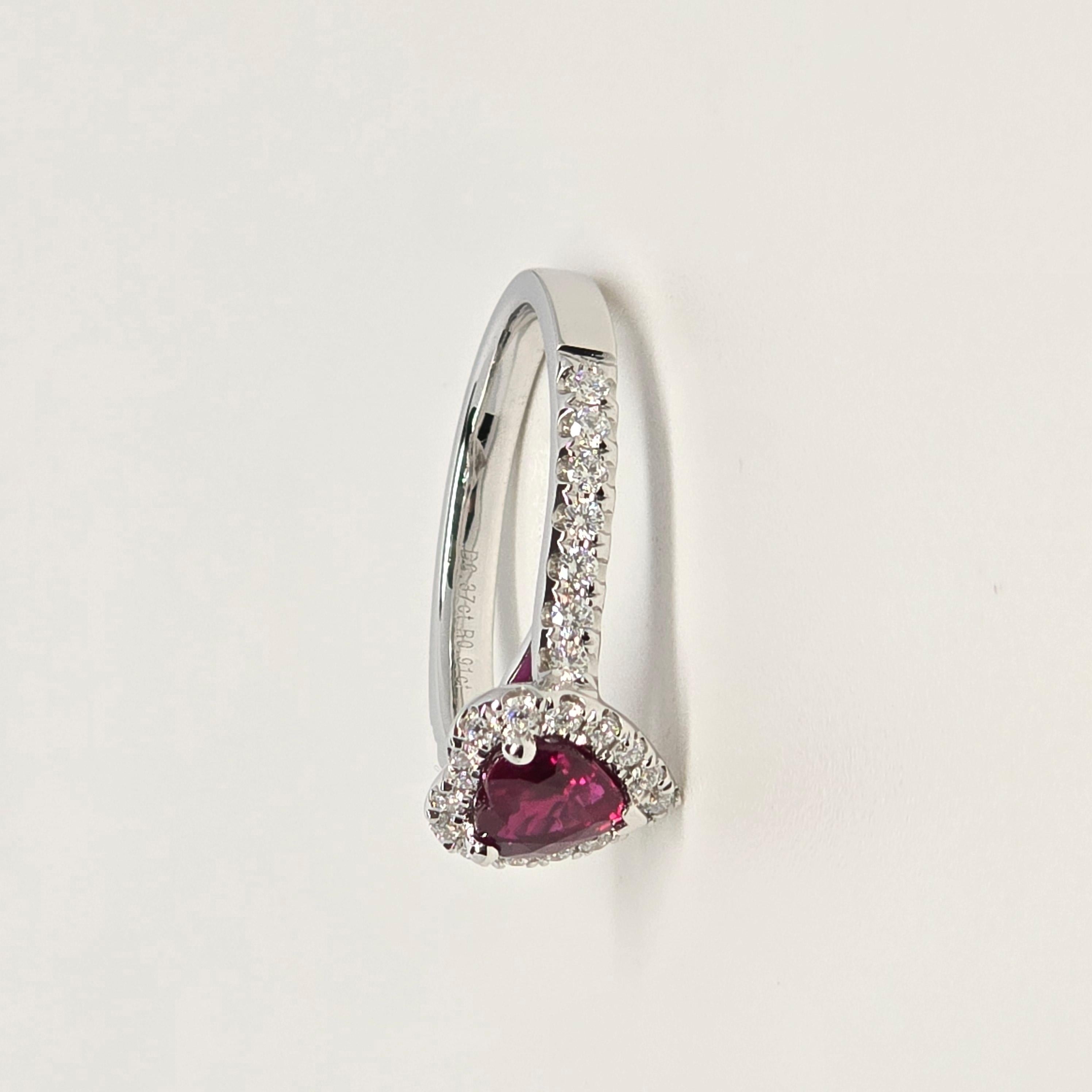 0.91ct Ruby diamond engagement ring 18KT gold UNTREATED in vendita 9