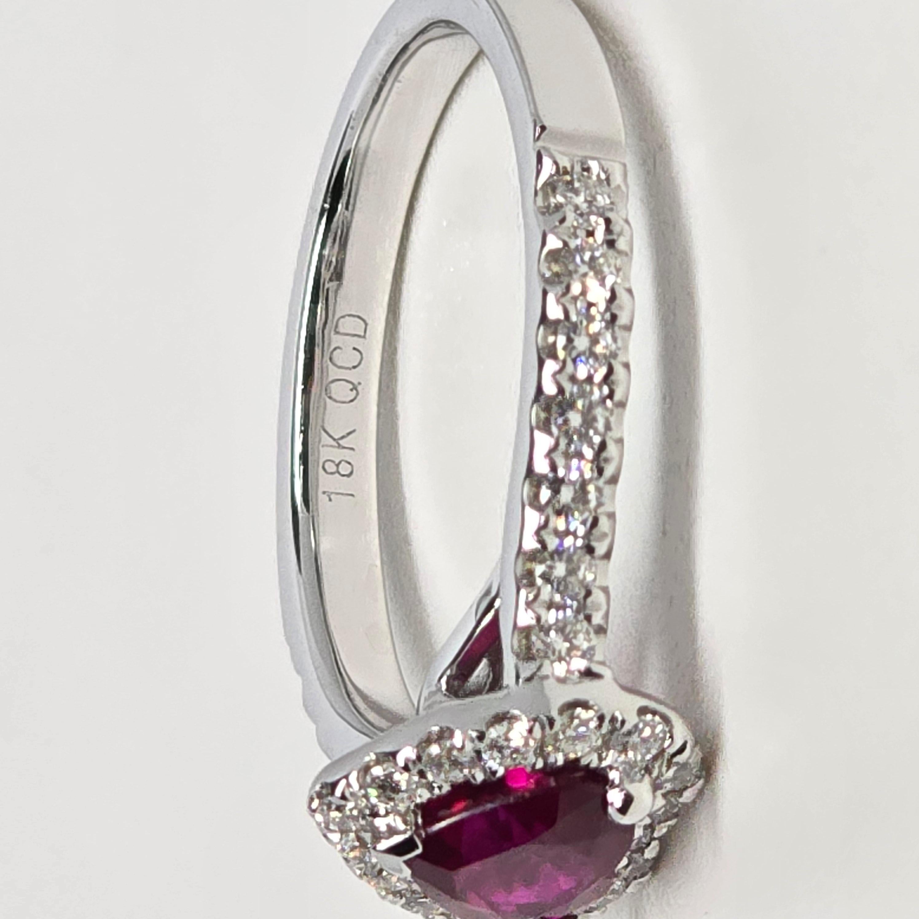 0.91ct Ruby diamond engagement ring 18KT gold UNTREATED in vendita 11