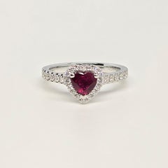 0.91ct Ruby diamond engagement ring 18KT gold UNTREATED