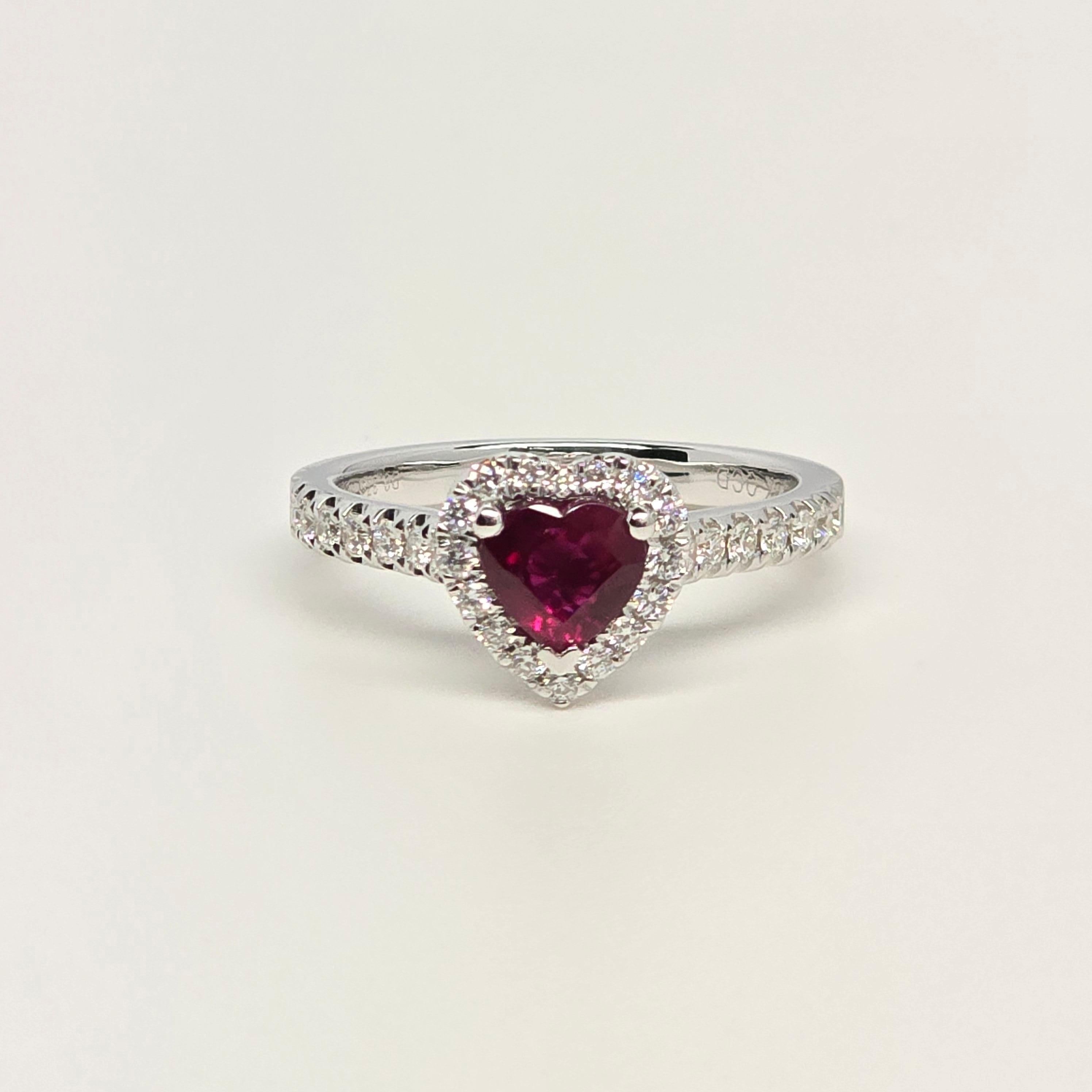 Donna 0.91ct Ruby diamond engagement ring 18KT gold UNTREATED in vendita