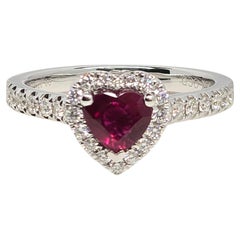 0.91ct Ruby diamond engagement ring 18KT gold UNTREATED