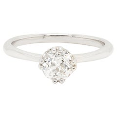 0.91ct Victorian Old European Cut Diamond and Platinum Solitaire Engagement Ring