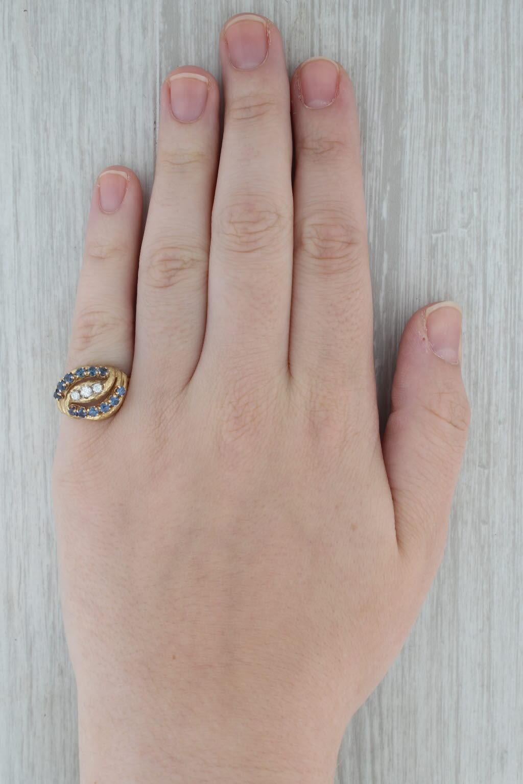 0.91ctw Blue Sapphire Diamond Knot Ring 18k Yellow Gold Size 7 2