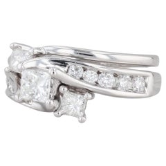 0.91ctw Diamond Engagement Ring Wedding Band Jacket Bridal Set 14k Gold Size 5