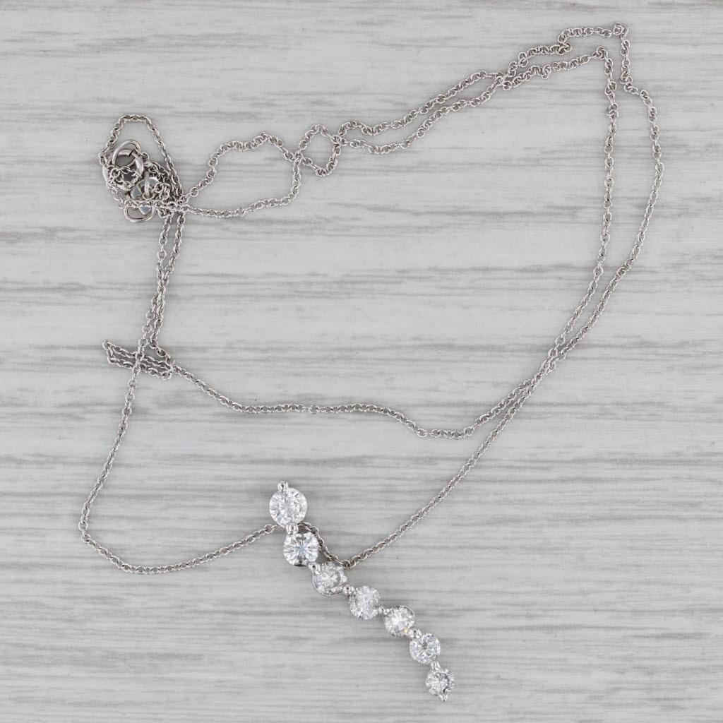 0.91ctw Diamond Journey Pendant Necklace 14k White Gold 18