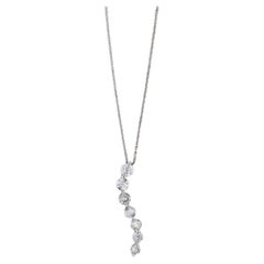 0.91ctw Diamond Journey Pendant Necklace 14k White Gold 18" Cable Chain