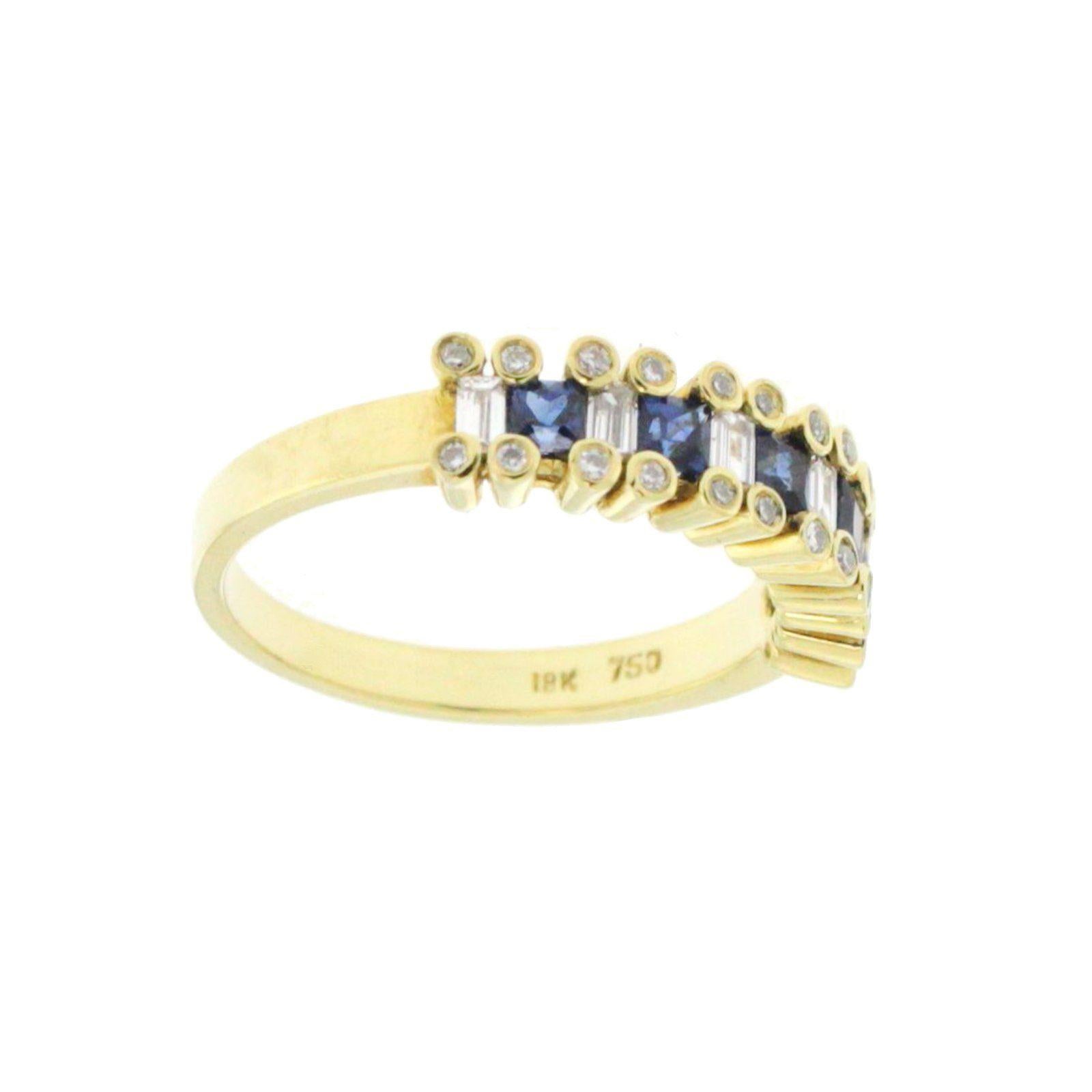 0,92 Blauer Saphir und 0,30 Karat Diamanten in 18 Karat Gold Ehering im Zustand „Neu“ im Angebot in Los Angeles, CA