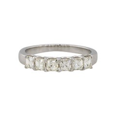 0.92 Carat Asscher Cut Diamond Six Stone Ring 18 Karat in Stock