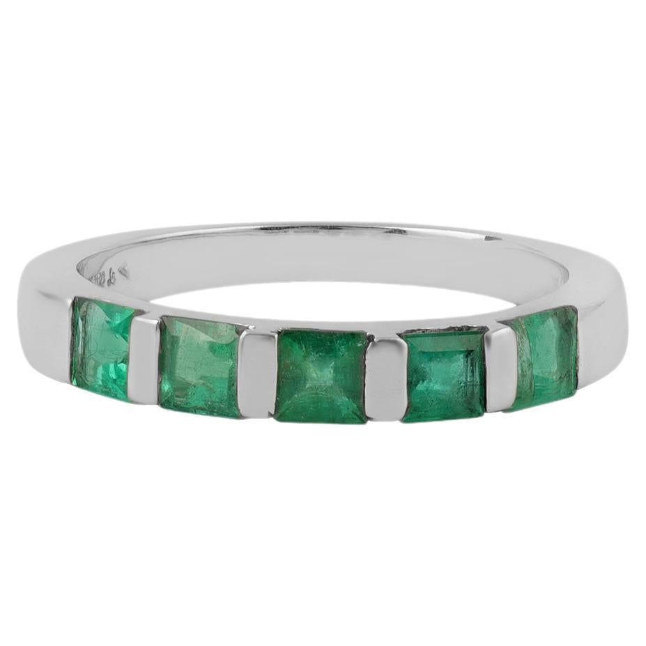 0.92 Carat Clear Emerald Half Band in 18k Gold For Sale