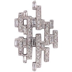 0.92 Carat Diamond Baguette Line Design Pendant