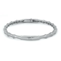 1.00 Carat Diamond Bamboo Bangle Bracelet 18K White Gold