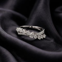 0.92 Carat Diamond Chevron Stackable Ring 18K White Gold Fine Jewelry