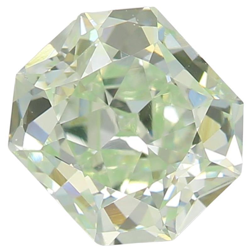 0.92 Carat Fancy Light Bluish Green Radiant Diamond VS1 Clarity GIA Certified For Sale