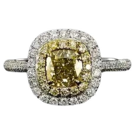 0.92 Carat Fancy Yellow Diamond Ring AGL Certified VS Clarity For Sale
