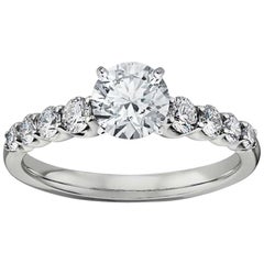 Bague de fiançailles avec diamant rond de 0,92 carat H, VS1, certifié GIA