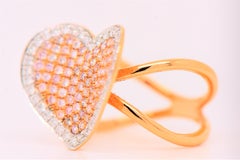 0.92 Carat Natural Fancy Pink Diamond Cluster Heart Shaped Ring