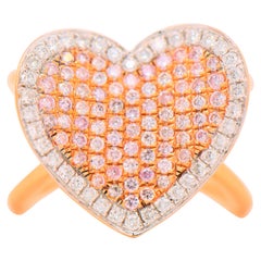 0.92 Carat Natural Fancy Pink Diamond Cluster Heart Shaped Ring
