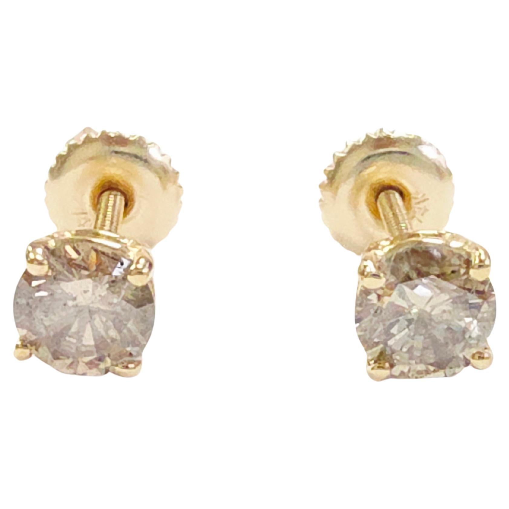 PRICED WHOLESALE 0.92 Carat Natural Round Diamond Studs Yellow Gold 14 Karat