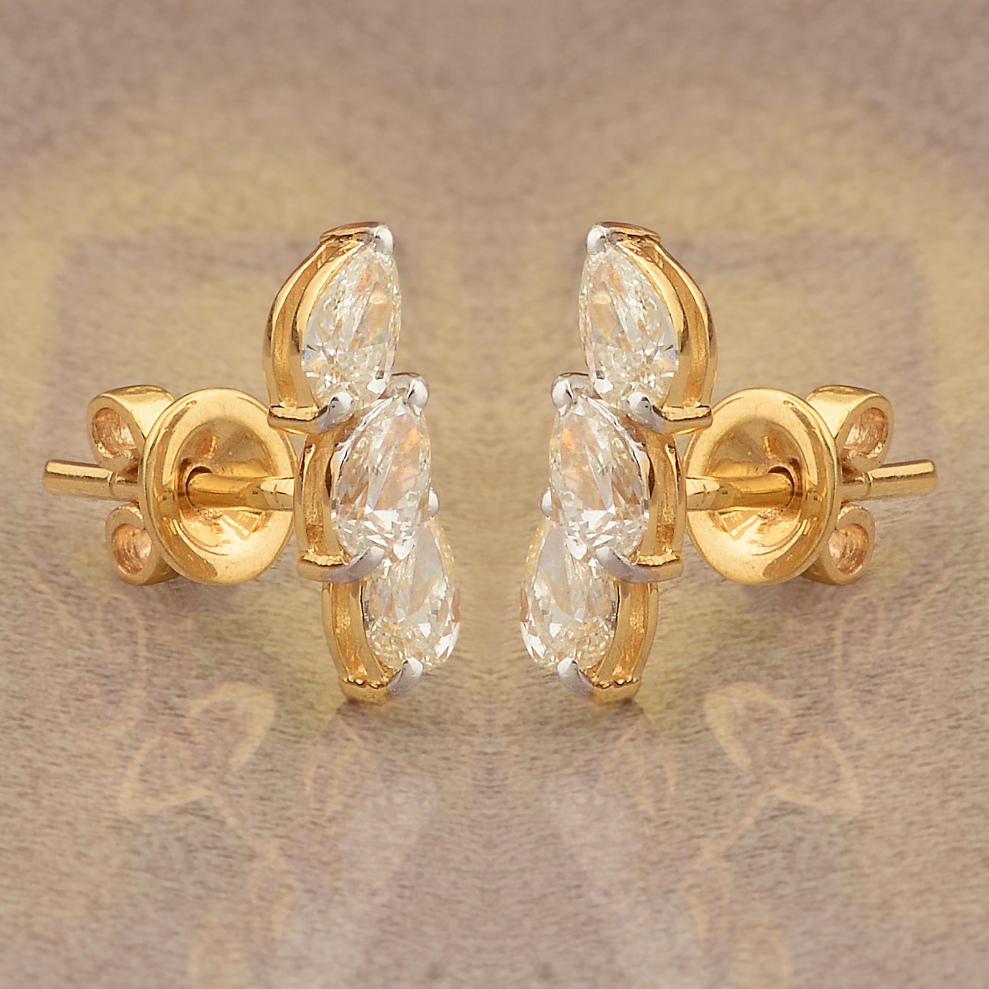 0,92 Karat birnenförmiger Diamant Minimalistische Ohrstecker aus 18 Karat Gelbgold Schmuck (Moderne) im Angebot