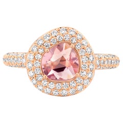 0.92 Carat Purple and Pink Sapphire 18 Karat Cluster Diamond Ring