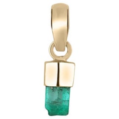 0.92 Carat Rough Colombian Emerald Pendant  18K Gold Vivid Green Crystal