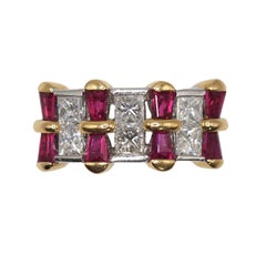 0.92 Carat Ruby 0.99 Carat Diamond Platinum 18K Gold Ring