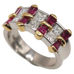 0.92 Carat Ruby 0.99 Carat Diamond Platinum 18K Gold Ring