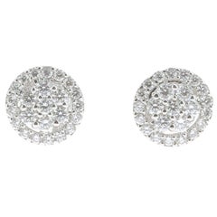 Clous d'oreilles en or blanc 18 carats avec diamants de 0,92 carat GVS