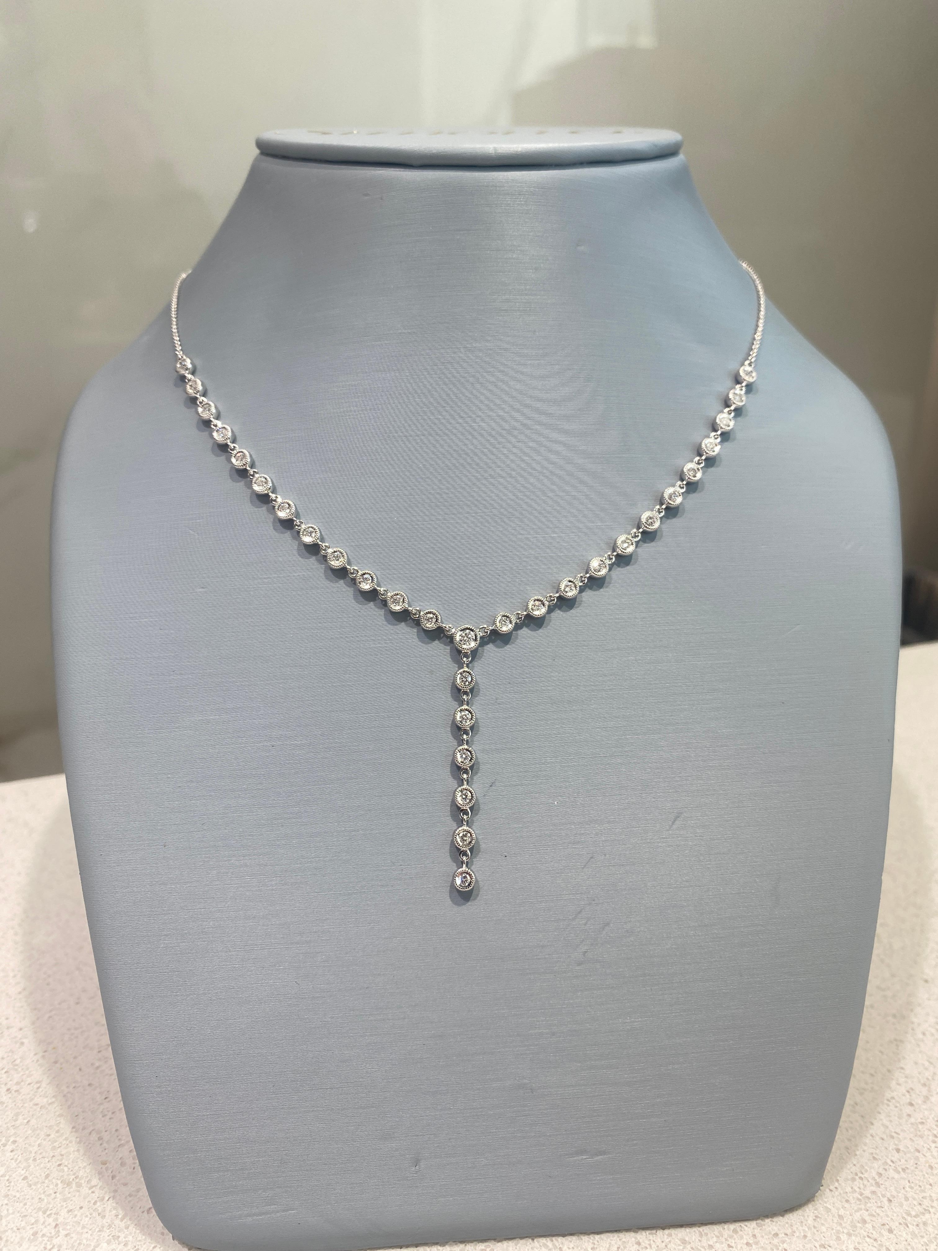 diamond lariat necklace white gold