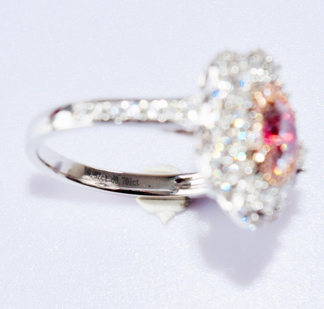 0.92 Carat Very Light Pink Diamond Ring VS2 Clarity GIA Certified For Sale 9